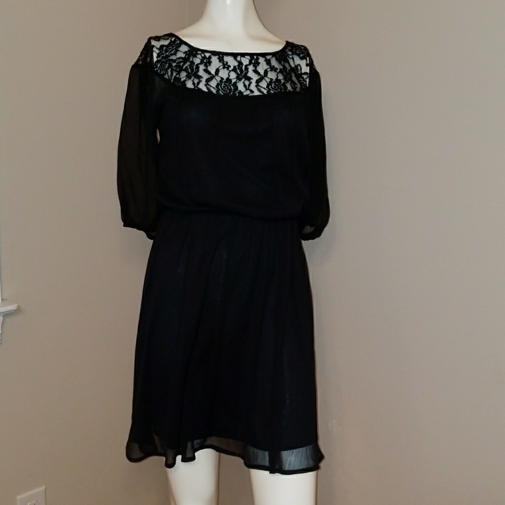 Lace Trimmed Layered Dress